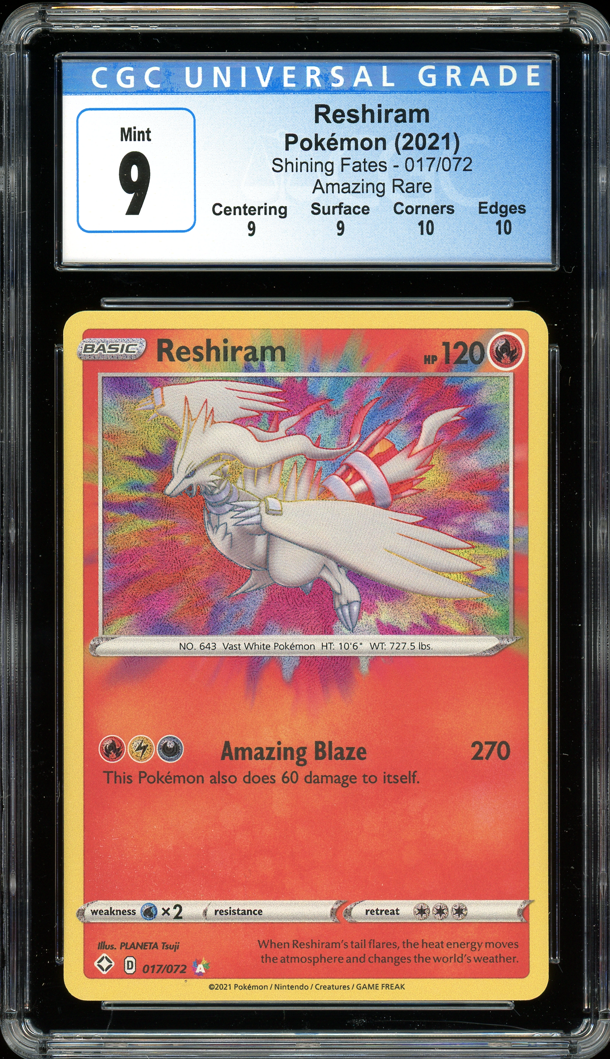 Reshiram Shining Fates 017/072 CGC 9