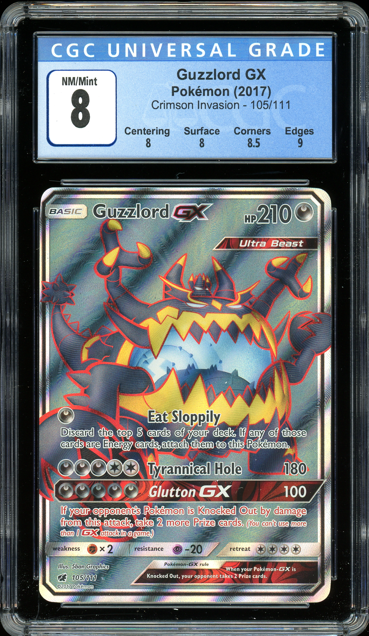 Guzzlord GX Crimson Invasion 105/111 CGC 8