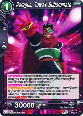 Paragus, Towa's Subordinate (BT11-136) [Vermilion Bloodline] Parallel Foil