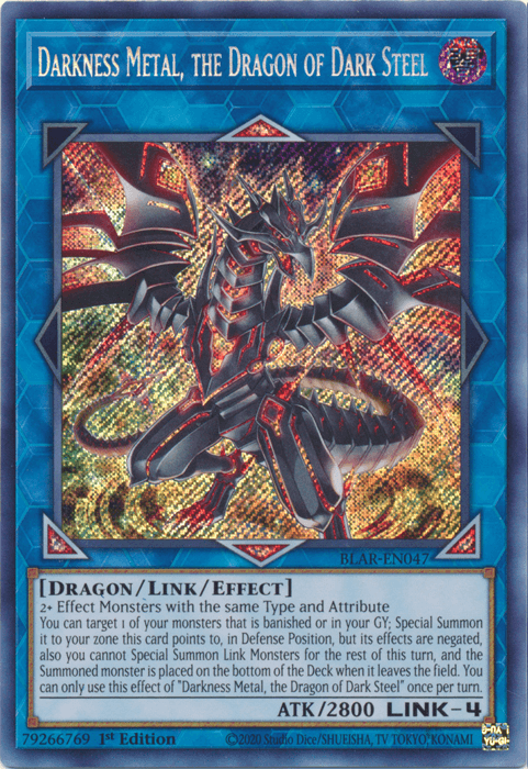 Darkness Metal, the Dragon of Dark Steel [BLAR-EN047] Secret Rare - Josh's Cards