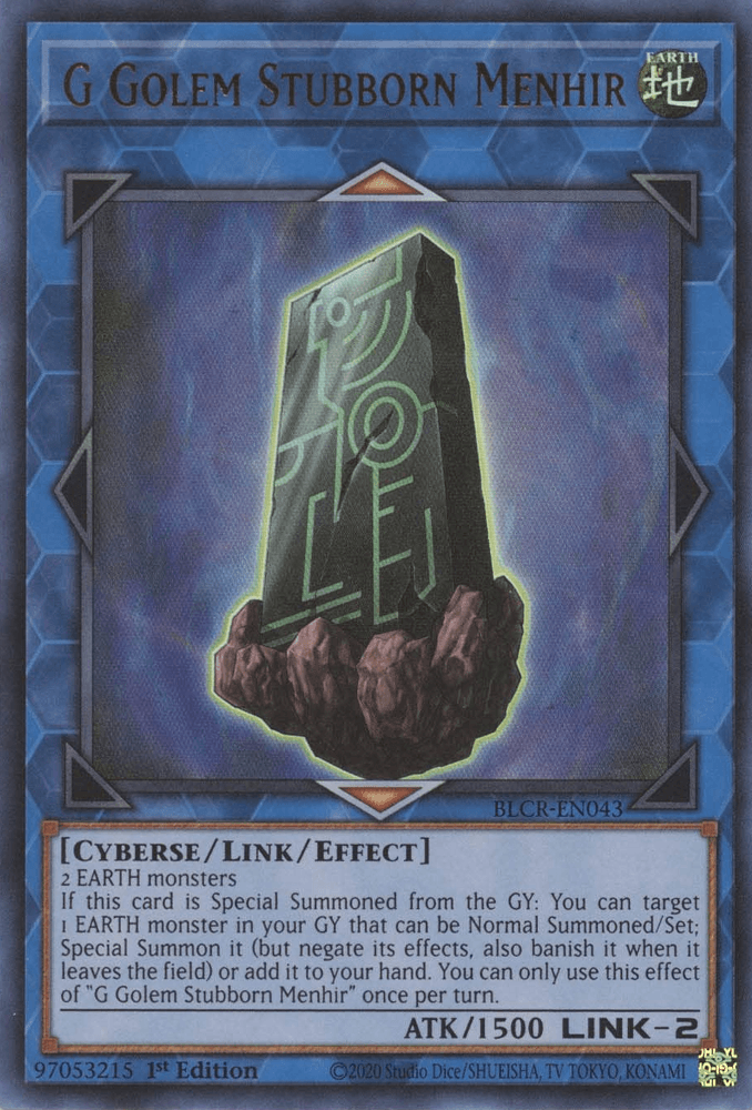 G Golem Stubborn Menhir [BLCR-EN043] Ultra Rare - Josh's Cards