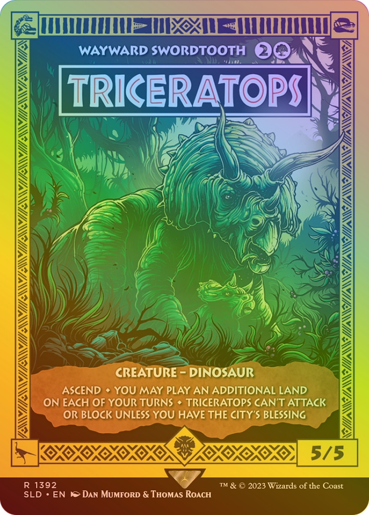 Wayward Swordtooth (SLD-1392★) - Secret Lair Drop / Triceratops (Borderless) Foil