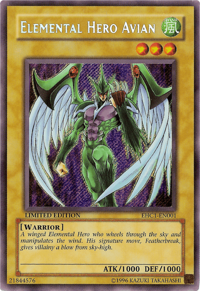Elemental Hero Avian [EHC1-EN001] Secret Rare - Josh's Cards