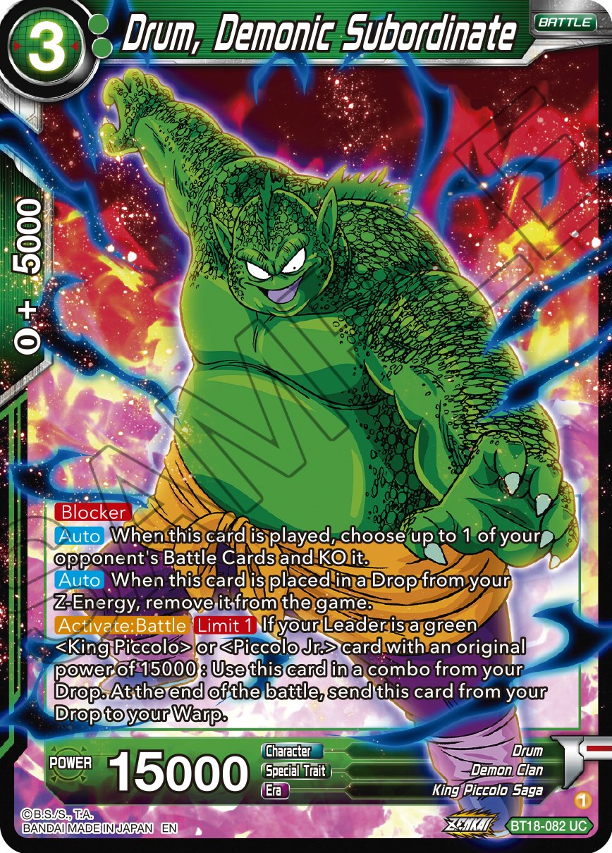 Drum, Demonic Subordinate (BT18-082) [Dawn of the Z-Legends] Parallel Foil