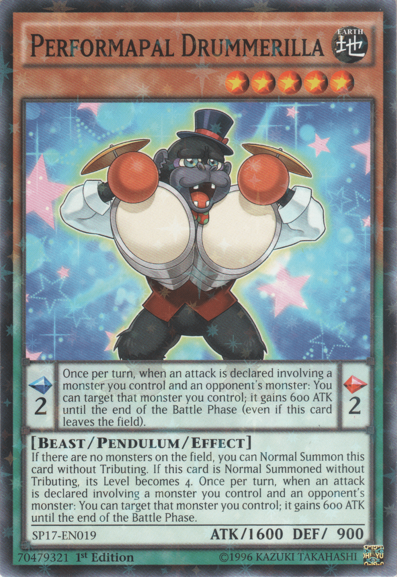 Performapal Drummerilla [SP17-EN019] Starfoil Rare - Josh's Cards