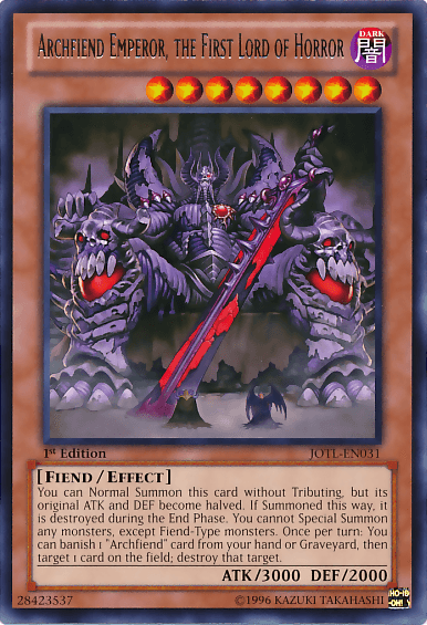 Archfiend Emperor, the First Lord of Horror [JOTL-EN031] Rare - Josh's Cards