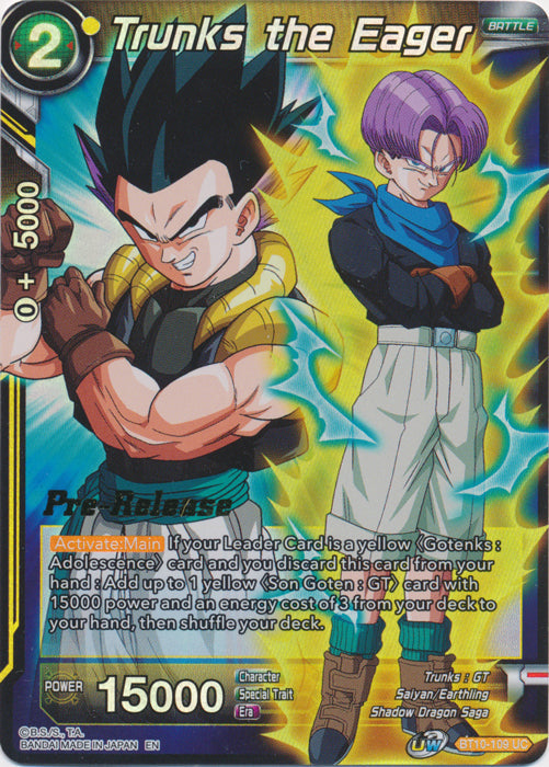 Trunks the Eager (BT10-109) [Rise of the Unison Warrior Prerelease Promos] Parallel Foil