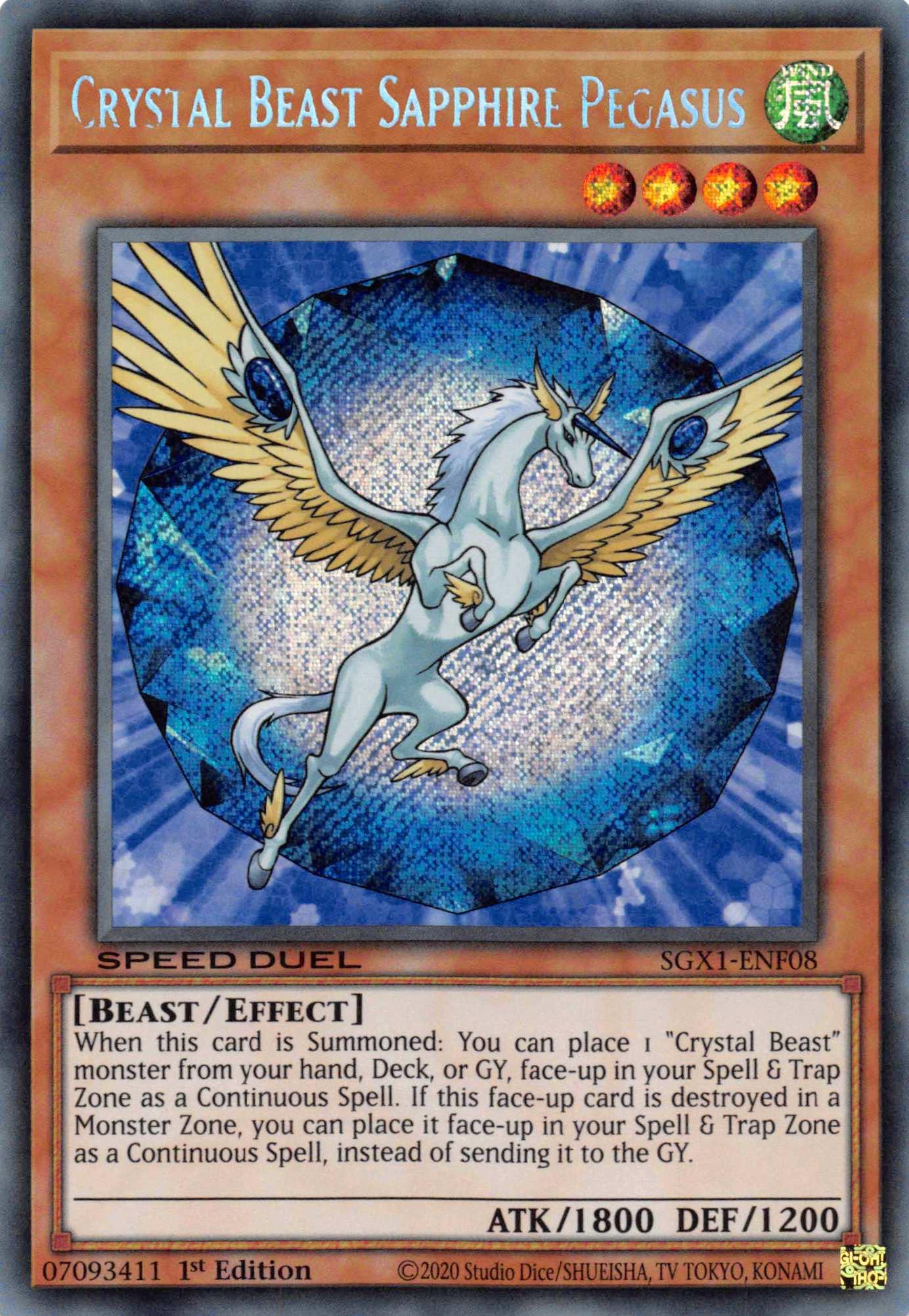 Crystal Beast Sapphire Pegasus [SGX1-ENF08] Secret Rare - Josh's Cards
