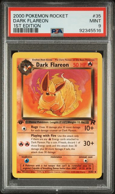 Dark Flareon Team Rocket 1st Edition 35/82 PSA 9