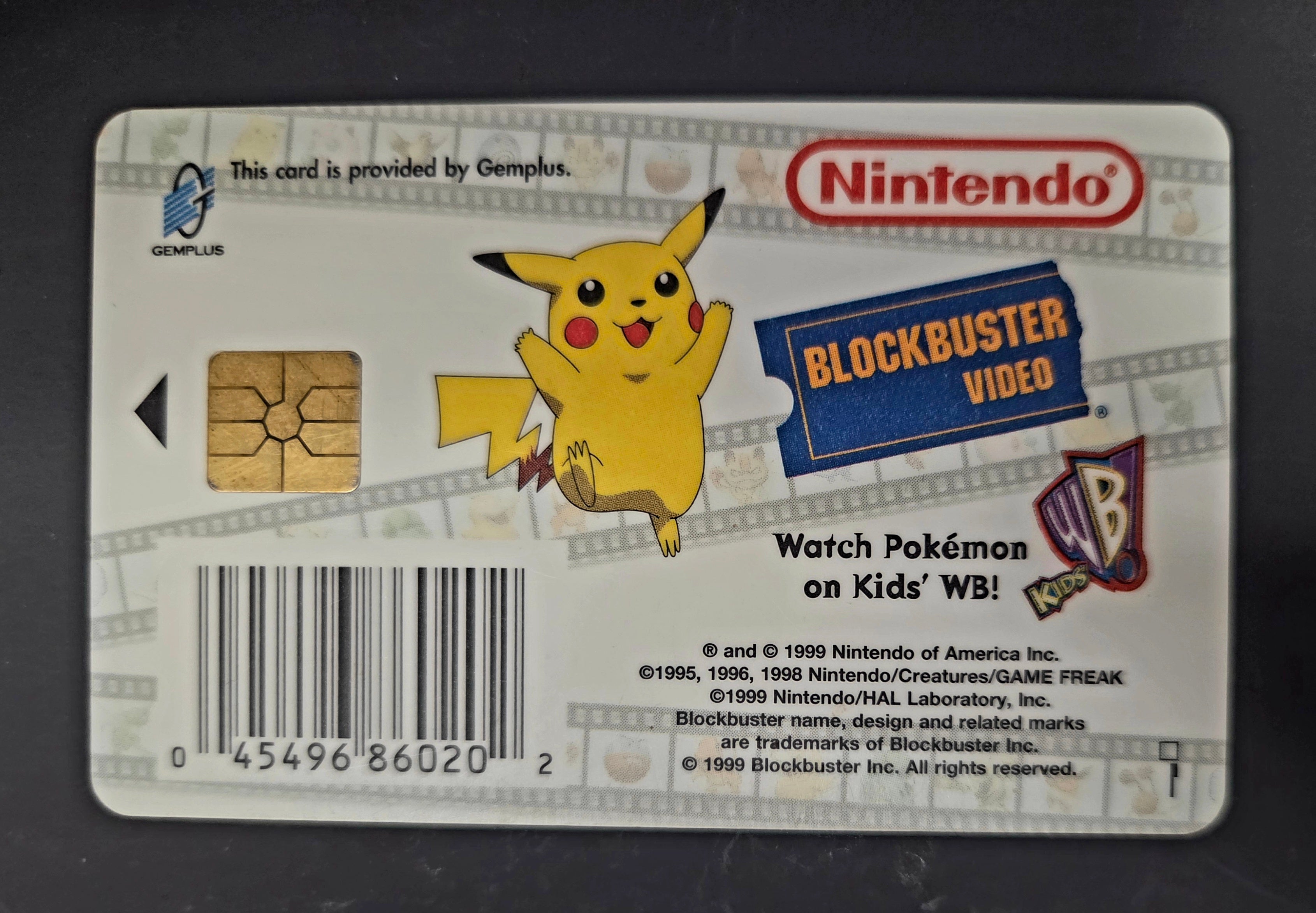 Pokemon Snap 1999 Blockbuster Video Smart Card - Pikachu