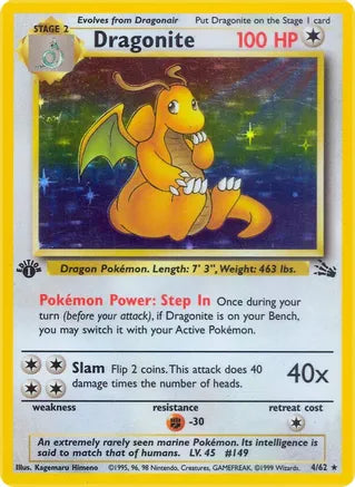 Pokemon: Dragonite Fossil 4/62 - Near Mint