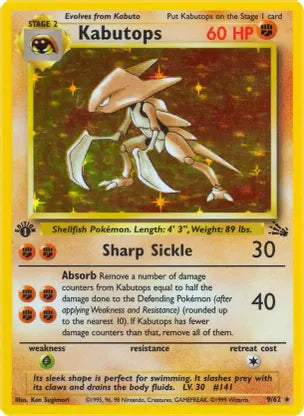 Pokemon: Kabutops Fossil 9/62 - Light Play