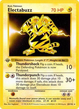 Electabuzz 020/102 - Base Set Shadowless Unlimited