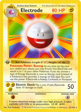 Electrode 021/102 - Base Set Shadowless 1st Edition