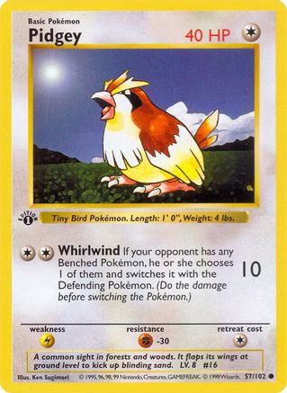 Pidgey 057/102 - Base Set Shadowless Unlimited