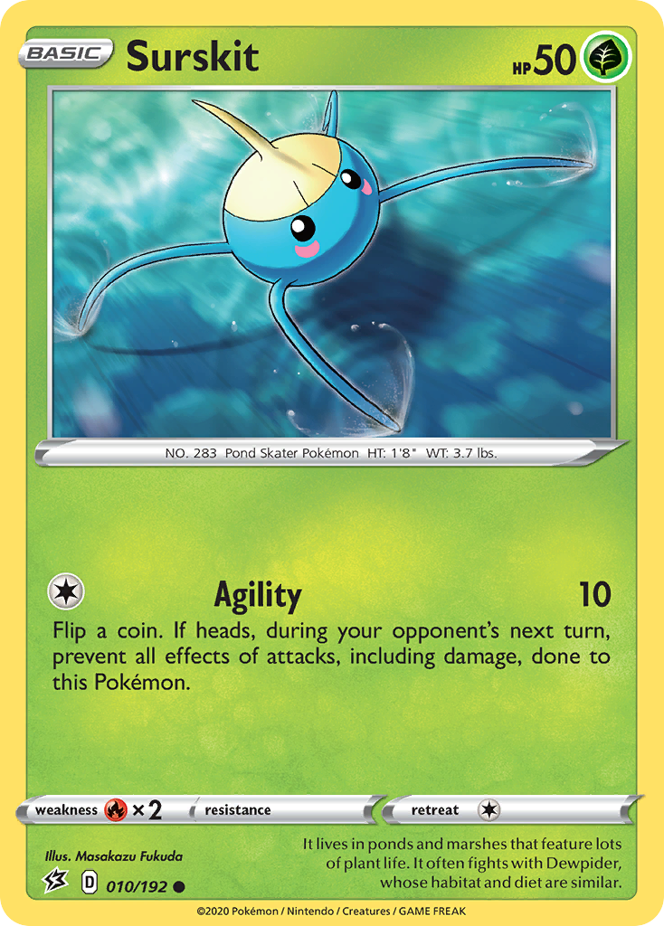 Surskit 010/192 - SWSH02 Rebel Clash Reverse Holofoil