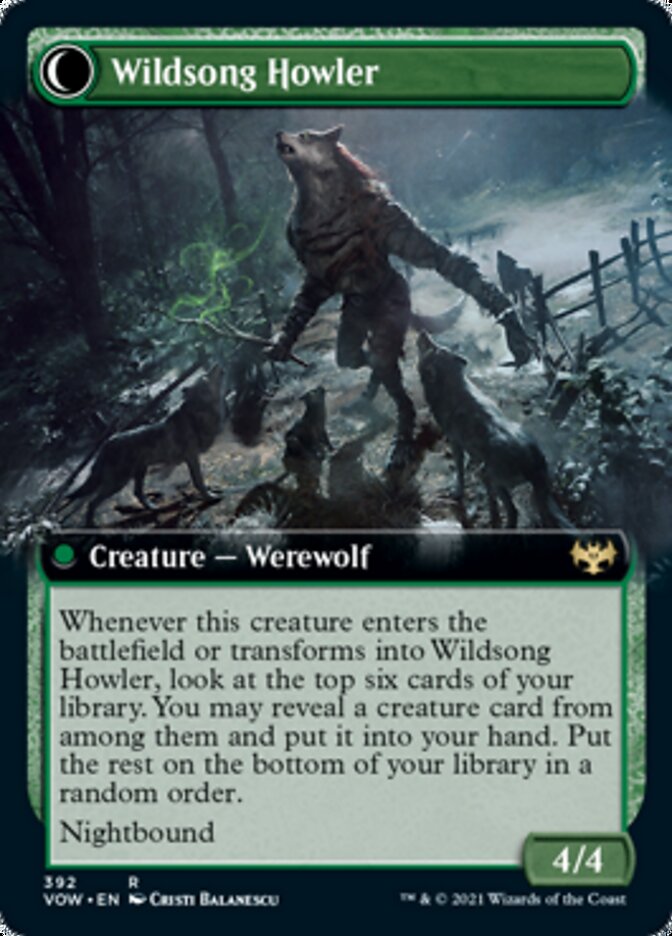 Howlpack Piper // Wildsong Howler (VOW-392) - Innistrad: Crimson Vow: (Extended Art, Double Faced Transform) Foil