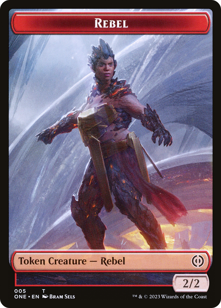Rebel // Phyrexian Mite (012) Double-Sided Token [Phyrexia: All Will Be One Tokens] Foil