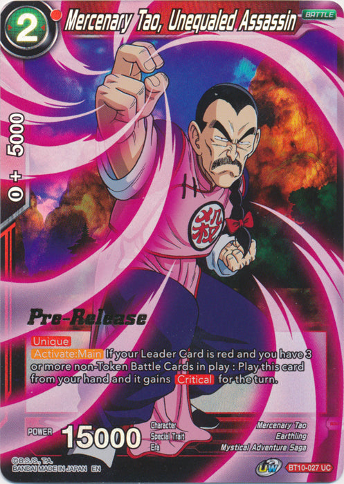 Mercenary Tao, Unequaled Assassin (BT10-027) [Rise of the Unison Warrior Prerelease Promos] Parallel Foil