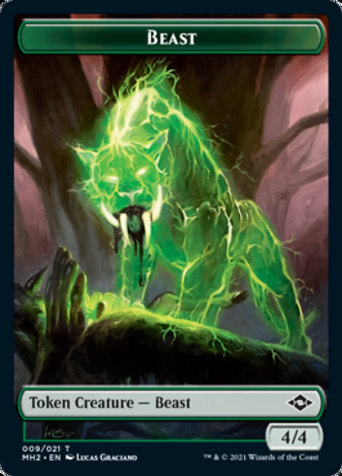 Beast // Clue (15) Double-Sided Token [Modern Horizons 2 Tokens] Foil