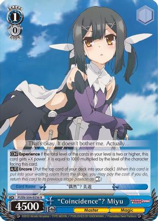 "Coincidence"? Miyu (PI/EN-S04-E036 R) - Fate/kaleid liner PRISMA ILLYA DX
