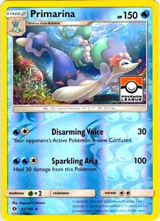 Primarina (Pokemon League) 041/149 - League & Championship Cards Reverse Holofoil