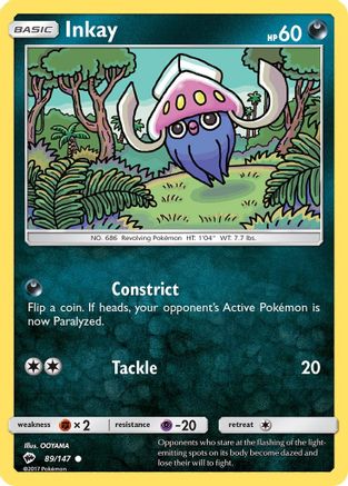 Inkay 089/147 - SM  Burning Shadows Reverse Holofoil