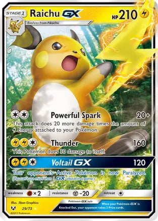 Pokemon: Raichu GX Shining Legends 29/73 - Near Mint