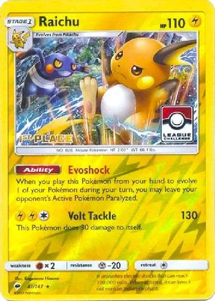 Raichu 041/147 - League & Championship Cards - Reverse Holofoil