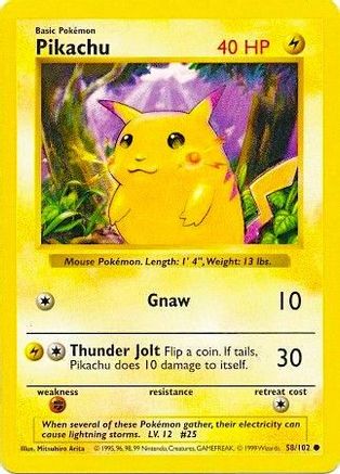 Pikachu (Red Cheeks) [58] (Base Set (Shadowless)) 1st Edition