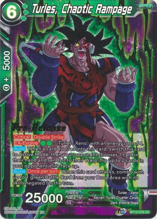 Turles, Chaotic Rampage (BT12-078) [Vicious Rejuvenation Prerelease Promos] Parallel Foil