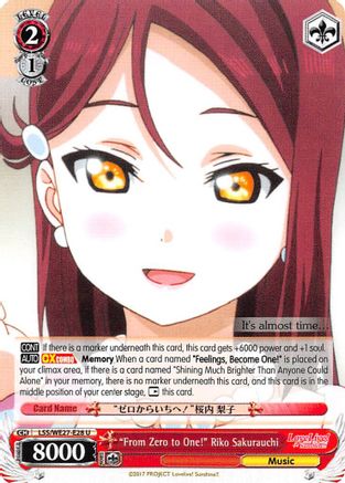 "From Zero to One!" Riko Sakurauchi (LSS/WE27-E28 U) - Love Live! Sunshine!! Extra Booster