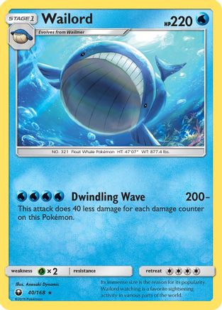 Wailord 040/168 - SM  Celestial Storm Reverse Holofoil