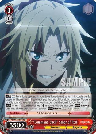 "Command Spell" Saber of Red (APO/S53-E042 U) - Fate/Apocrypha