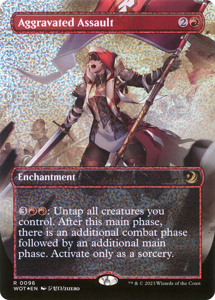 Aggravated Assault (WOT-096) - Wilds of Eldraine: Enchanting Tales (Borderless) Foil