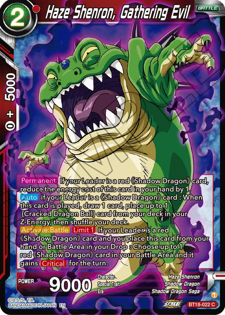 Haze Shenron, Gathering Evil (BT18-022) [Dawn of the Z-Legends] Parallel Foil