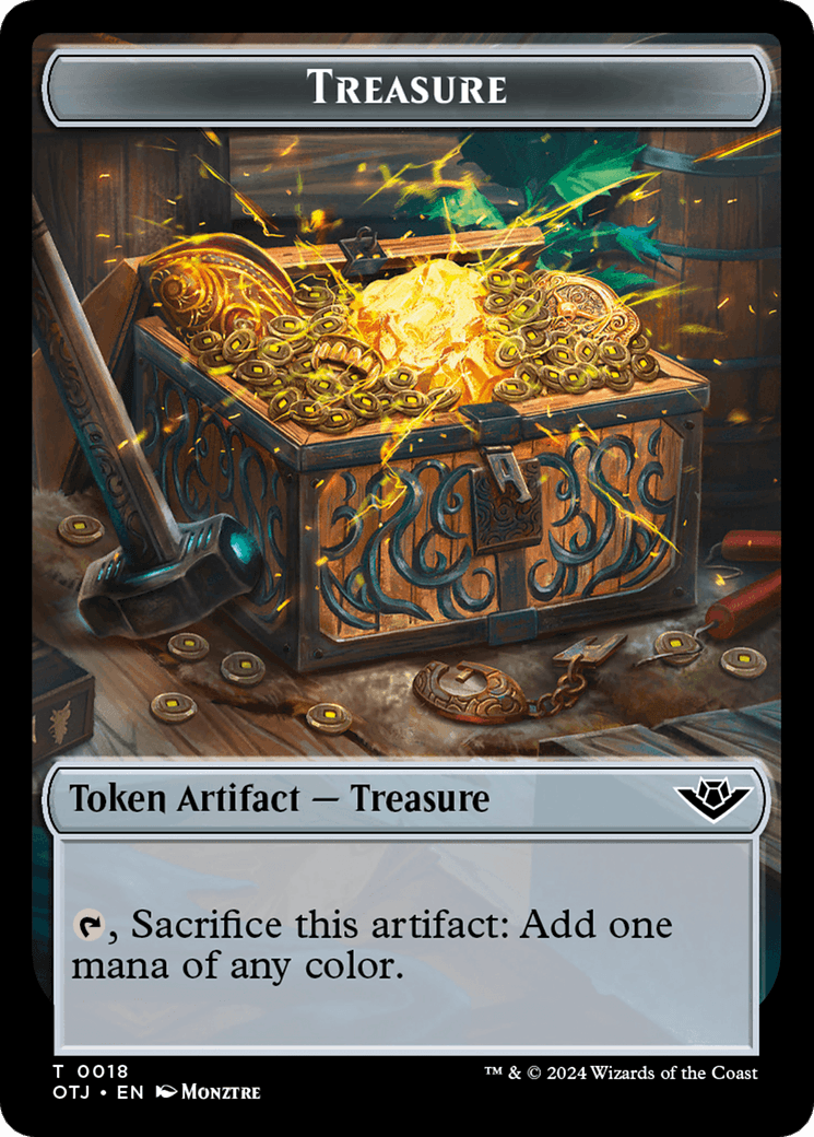 Plant Warrior // Treasure Double-Sided Token [Outlaws of Thunder Junction Commander Tokens] - Josh's Cards