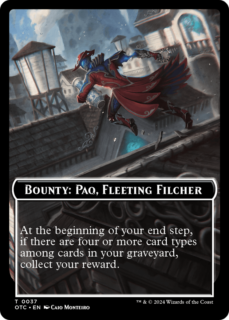 Bounty: Paq, Fleeting Filcher // Bounty Rules Double-Sided Token [Outlaws of Thunder Junction Commander Tokens] - Josh's Cards