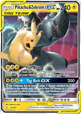 Pikachu & Zekrom GX 033/181 - SM  Team Up Holofoil