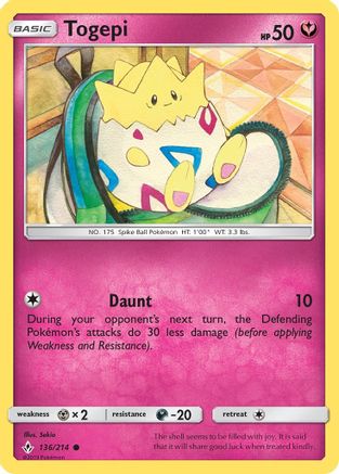 Togepi 136/214 - SM  Unbroken Bonds Reverse Holofoil