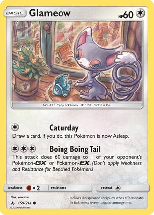 Glameow 159/214 - SM  Unbroken Bonds Reverse Holofoil