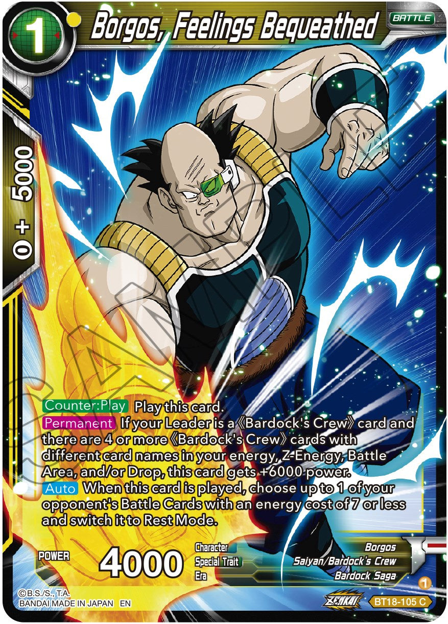 Borgos, Feelings Bequeathed (BT18-105) [Dawn of the Z-Legends] Parallel Foil