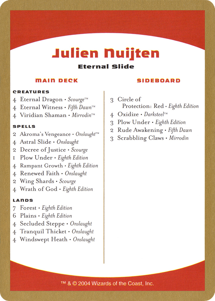 Julien Nuijten Decklist (WCD-JN0B) - World Championship Decks 2004