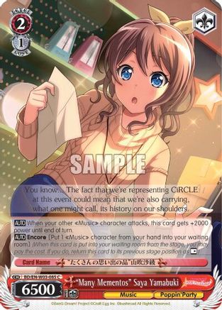 "Many Mementos" Saya Yamabuki (BD/EN-W03-085 C) - BanG Dream! Girls Band Party! MULTI LIVE
