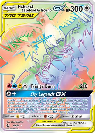 Moltres & Zapdos & Articuno GX (Secret) 069/68 - Hidden Fates Holofoil