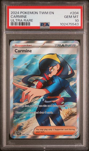 carmine pokemon card value Carmine Twilight Masquerade 204/167 PSA 10