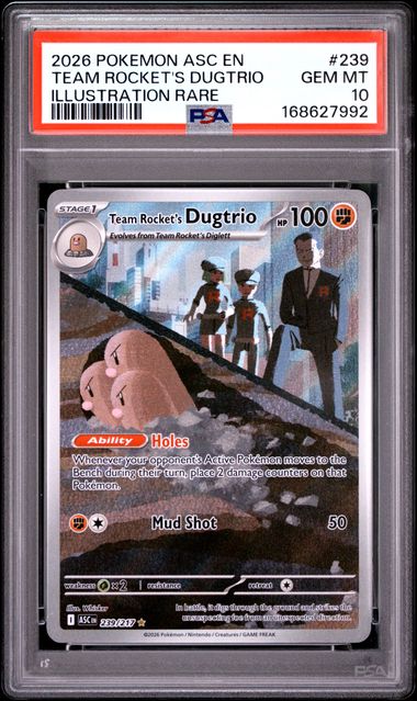 Team Rocket's Dugtrio Illustration Rare ME Ascended Heroes 239/217 PSA 10