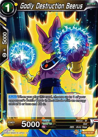 Godly Destruction Beerus (Starter Deck - Rising Broly) (SD8-10) [Destroyer Kings] Parallel Foil