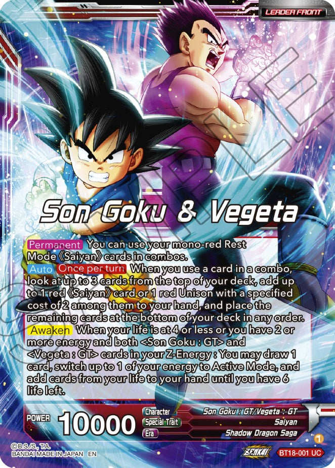Son Goku & Vegeta // SS4 Son Goku & SS4 Vegeta, In It Together (BT18-001) [Dawn of the Z-Legends] Parallel Foil