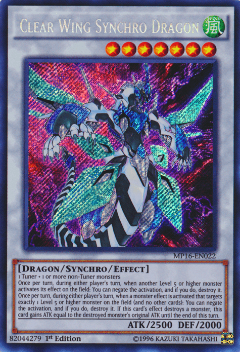 Clear Wing Synchro Dragon [MP16-EN022] Secret Rare - Josh's Cards